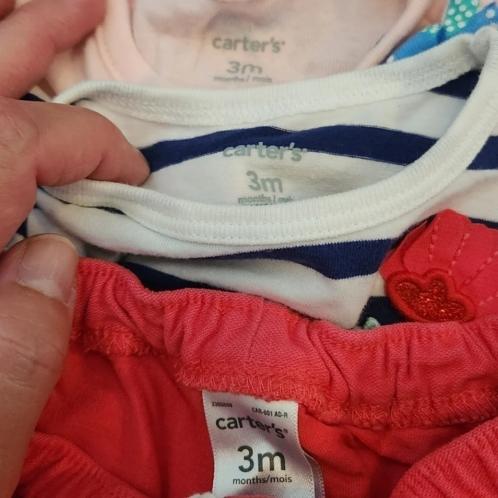 Lot of 12 Baby Girl Mostly Carter's Summer Clothes, 3 months